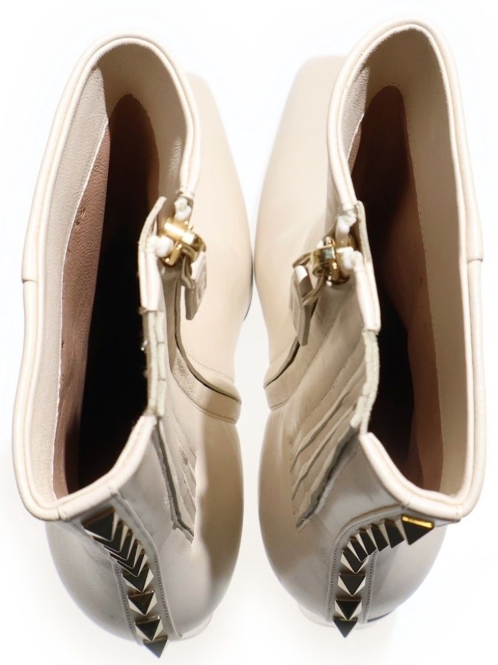 Valentino Garavani Rockstud Nappa Leather 90mm Ankle Boots Ivory EU 35 - Picture 4 of 6